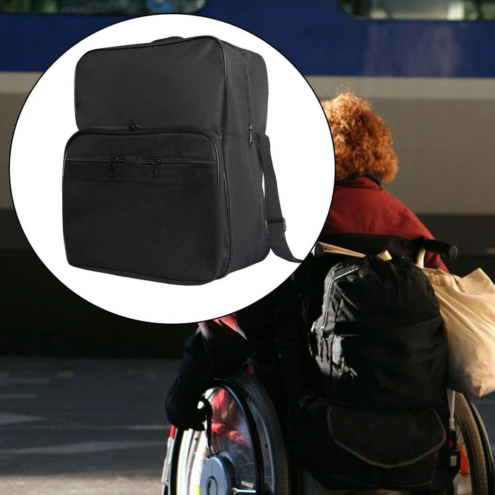 Wheelchair Bag Adjustable Straps Armrest Pouch for Outdoor Pill Box Phone Black