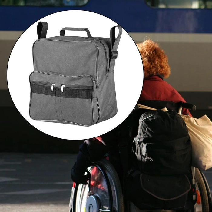 Wheelchair Bag Adjustable Straps Armrest Pouch for Outdoor Pill Box Phone Grey