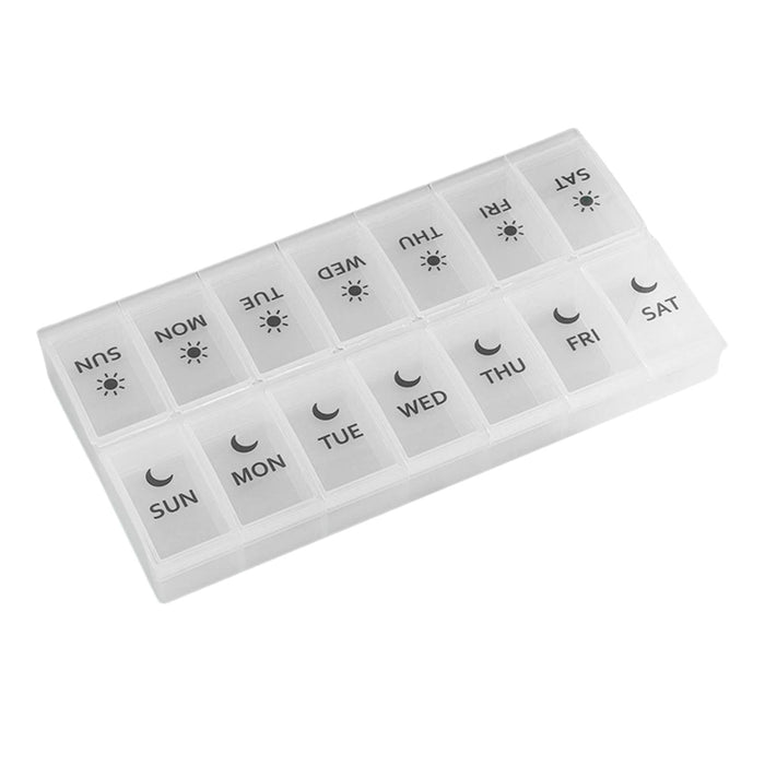 14 Compartment Pill Organizer 7 Days Pocket Case Portable for Travel Camping White