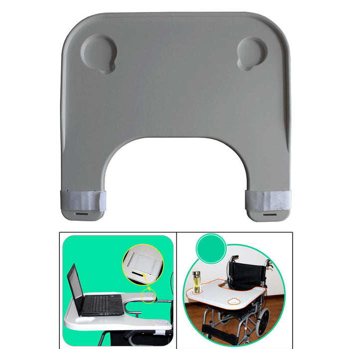 Wheelchair Tray Detachable Easy to Clean Cup Holder Lap Table Reading Grey