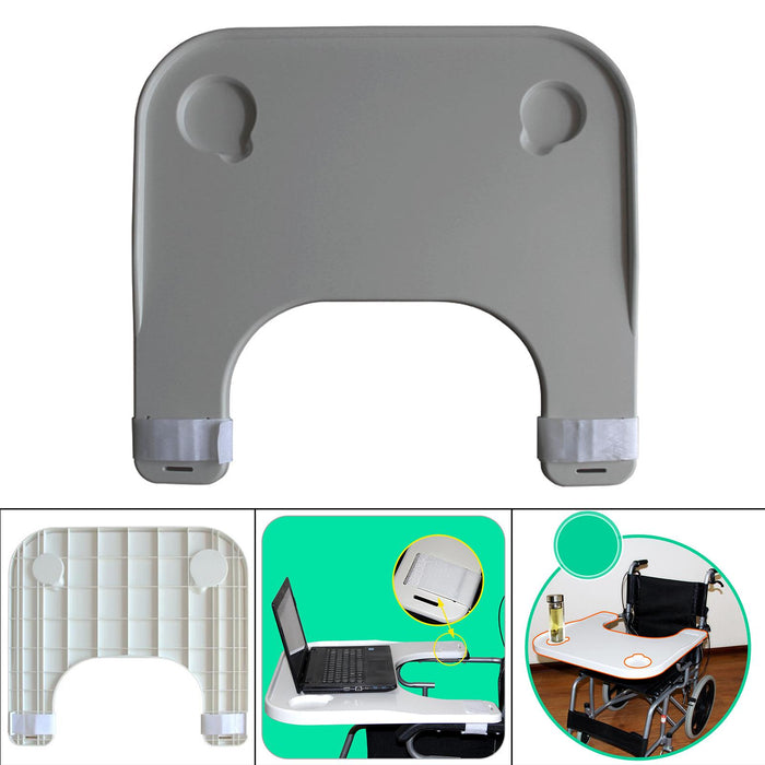 Wheelchair Tray Detachable Easy to Clean Cup Holder Lap Table Reading Grey