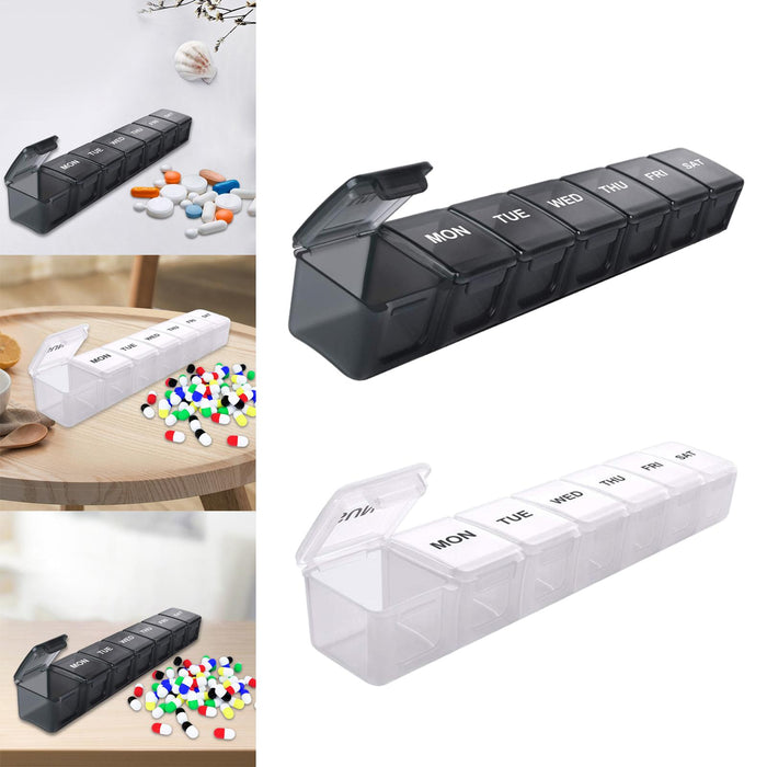 Weekly Pill Organizer Portable Reminder Box for Vacation Capsule Elders