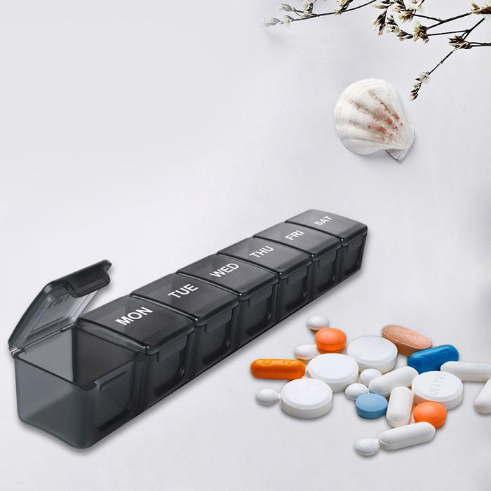 Weekly Pill Organizer Portable Reminder Box for Vacation Capsule Elders