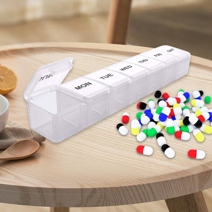 Weekly Pill Organizer Portable Reminder Box for Vacation Capsule Elders