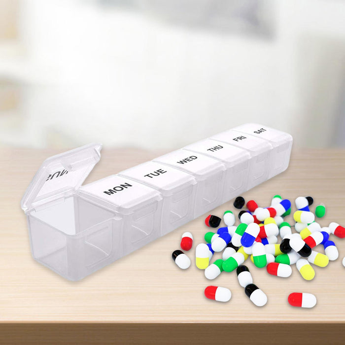 Weekly Pill Organizer Portable Reminder Box for Vacation Capsule Elders