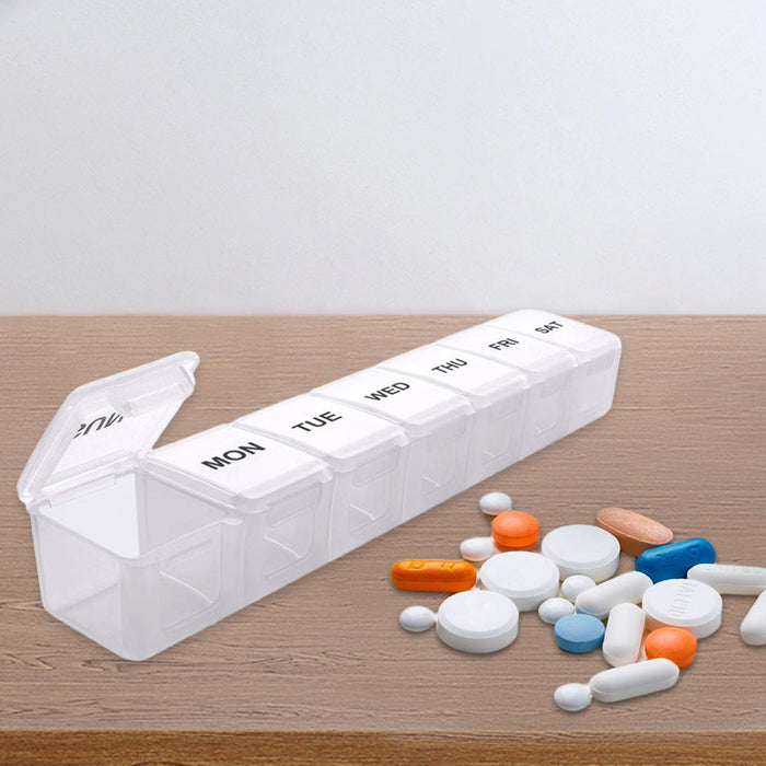 Weekly Pill Organizer Portable Reminder Box for Vacation Capsule Elders