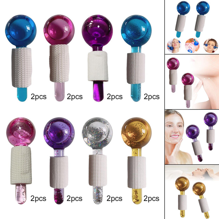 2Pcs Ice Globe Anti-Aging Face and Eye Skin Treatment Cooling Facial Roller Blue