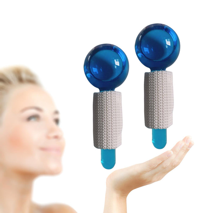 2Pcs Ice Globe Anti-Aging Face and Eye Skin Treatment Cooling Facial Roller Blue