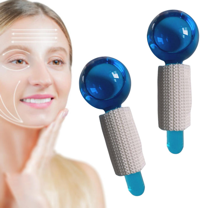 2Pcs Ice Globe Anti-Aging Face and Eye Skin Treatment Cooling Facial Roller Blue