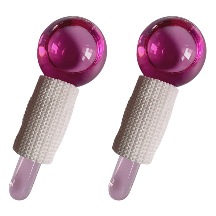 2Pcs Ice Globe Anti-Aging Face and Eye Skin Treatment Cooling Facial Roller Pink