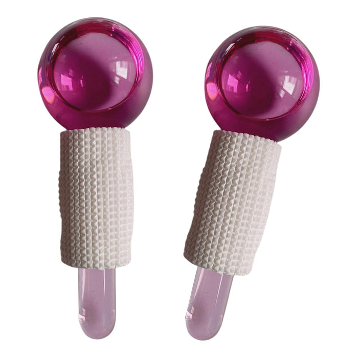 2Pcs Ice Globe Anti-Aging Face and Eye Skin Treatment Cooling Facial Roller Pink