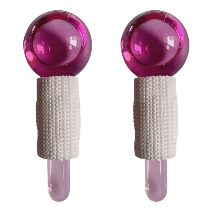 2Pcs Ice Globe Anti-Aging Face and Eye Skin Treatment Cooling Facial Roller Pink