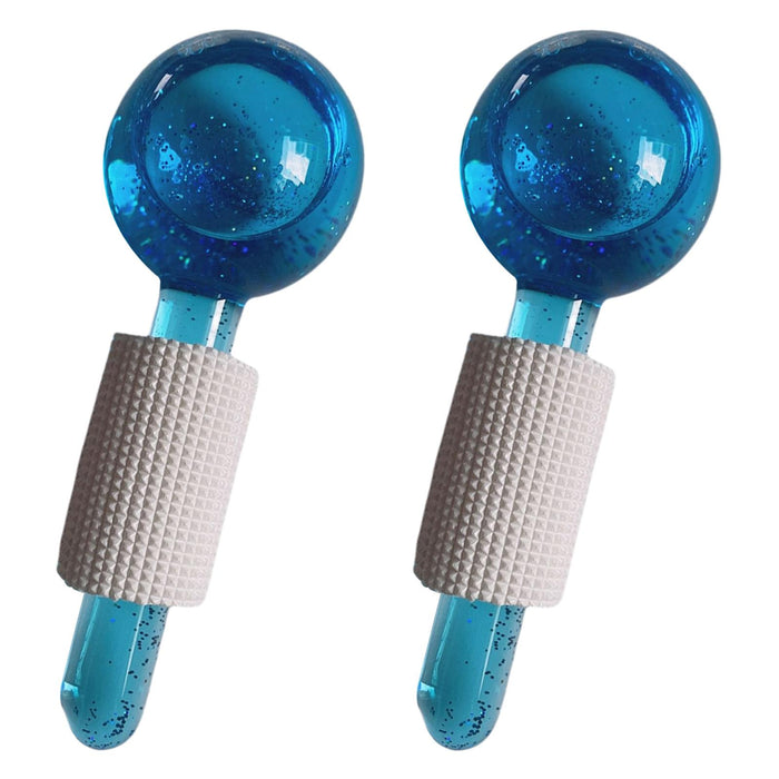 2Pcs Ice Globe Anti-Aging Face and Eye Skin Treatment Cooling Facial Roller Twinkle Blue