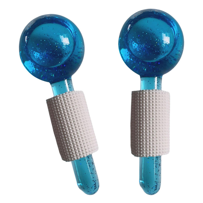 2Pcs Ice Globe Anti-Aging Face and Eye Skin Treatment Cooling Facial Roller Twinkle Blue