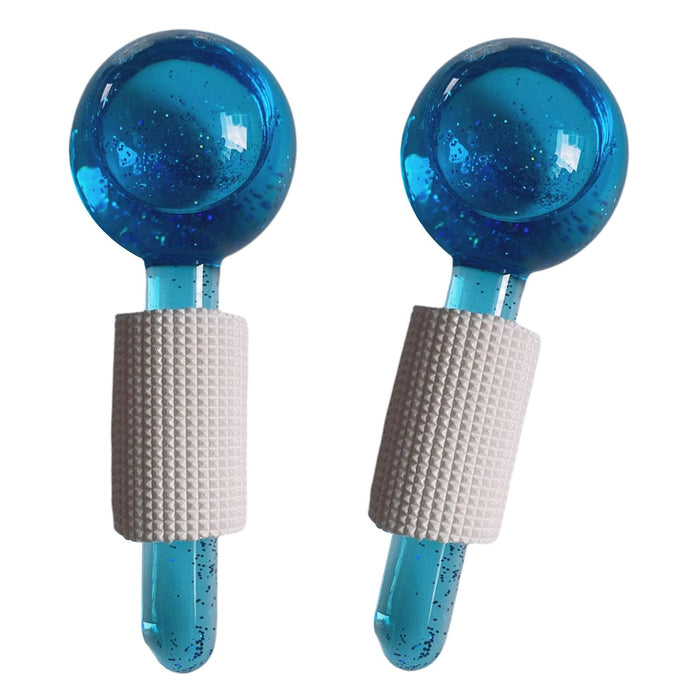 2Pcs Ice Globe Anti-Aging Face and Eye Skin Treatment Cooling Facial Roller Twinkle Blue