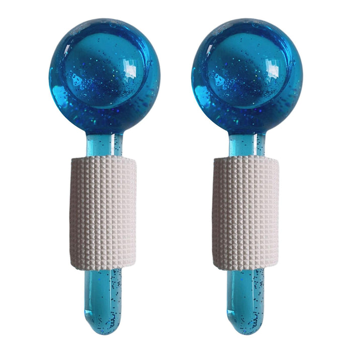 2Pcs Ice Globe Anti-Aging Face and Eye Skin Treatment Cooling Facial Roller Twinkle Blue