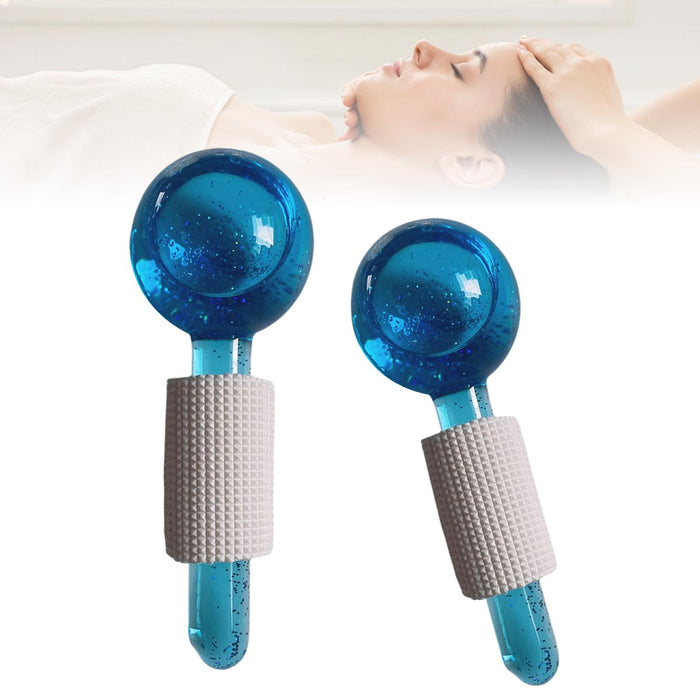 2Pcs Ice Globe Anti-Aging Face and Eye Skin Treatment Cooling Facial Roller Twinkle Blue