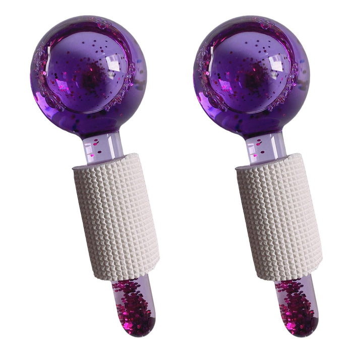 2Pcs Ice Globe Anti-Aging Face and Eye Skin Treatment Cooling Facial Roller Twinkle Purple