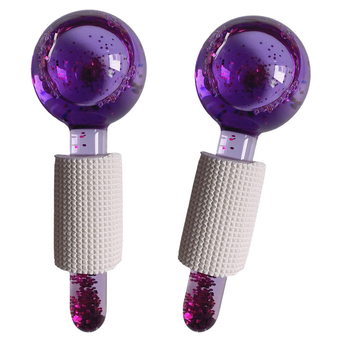 2Pcs Ice Globe Anti-Aging Face and Eye Skin Treatment Cooling Facial Roller Twinkle Purple