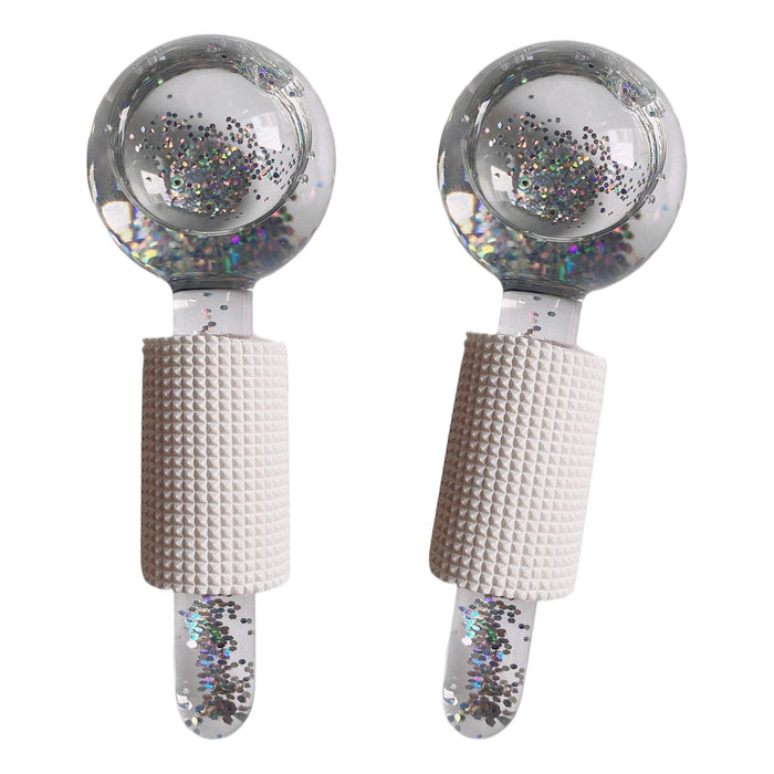 2Pcs Ice Globe Anti-Aging Face and Eye Skin Treatment Cooling Facial Roller Twinkle Clear