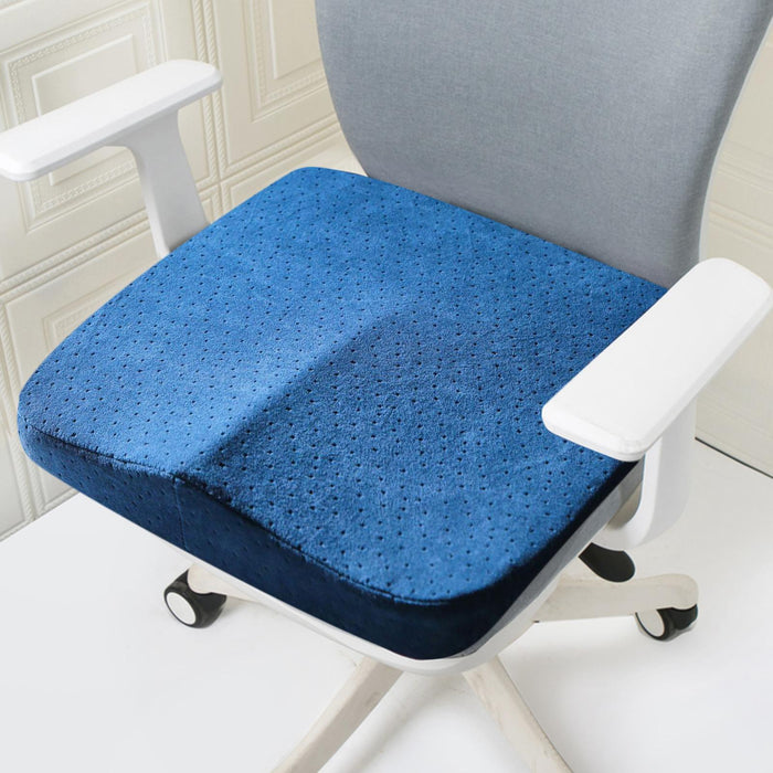 Summer Memory Foam Seat Cushion for Office Chair Back Pain Flannelette Blue