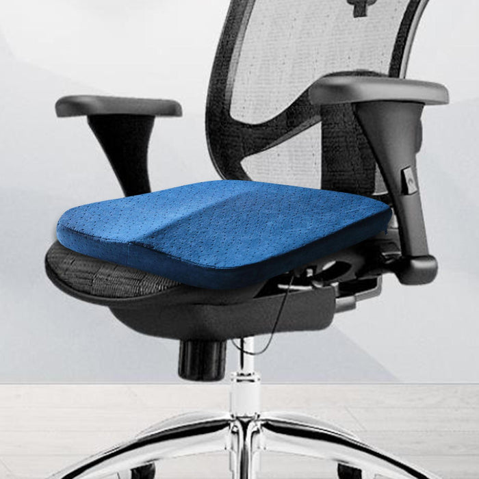 Summer Memory Foam Seat Cushion for Office Chair Back Pain Flannelette Blue