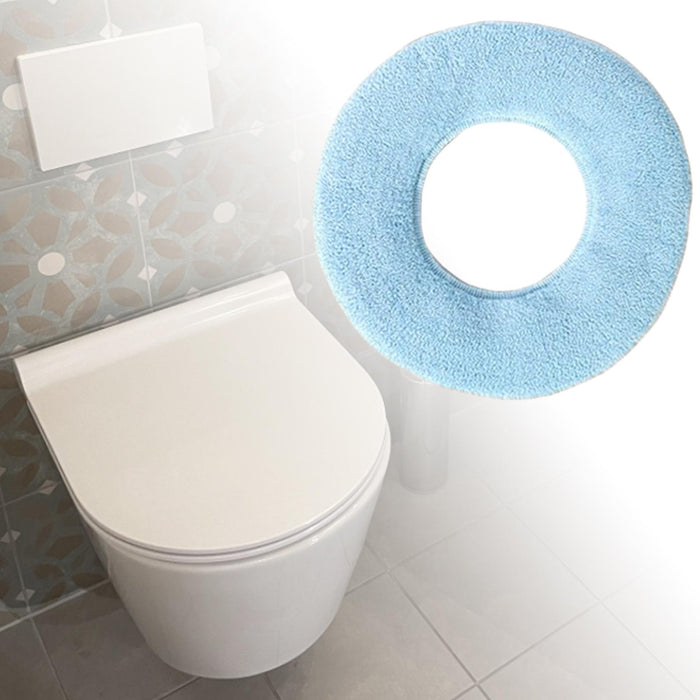 Toilet Seat Cover Washable Thicker Luxury Reusable for Washroom Bathroom Blue