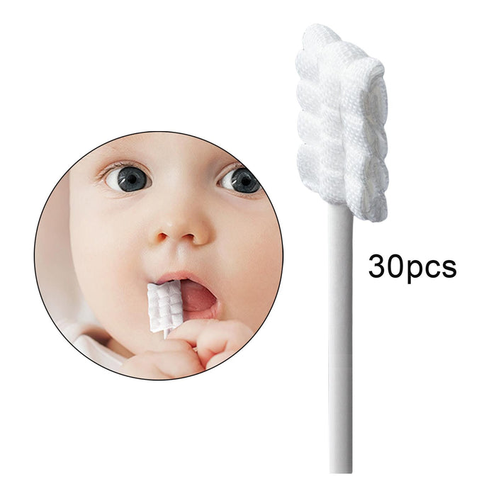 30x Baby Tongue Cleaner Soft Gauze with Paper Handle for 0-36 Month Baby