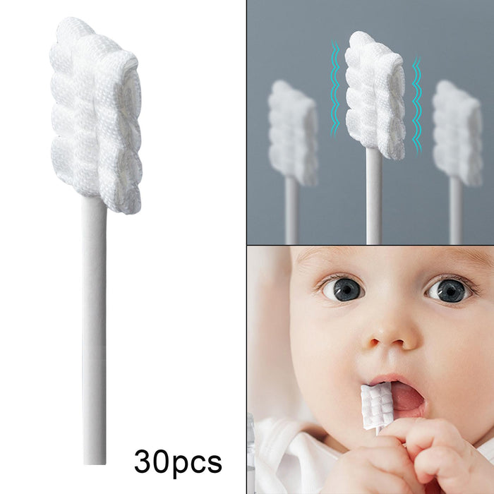 30x Baby Tongue Cleaner Soft Gauze with Paper Handle for 0-36 Month Baby