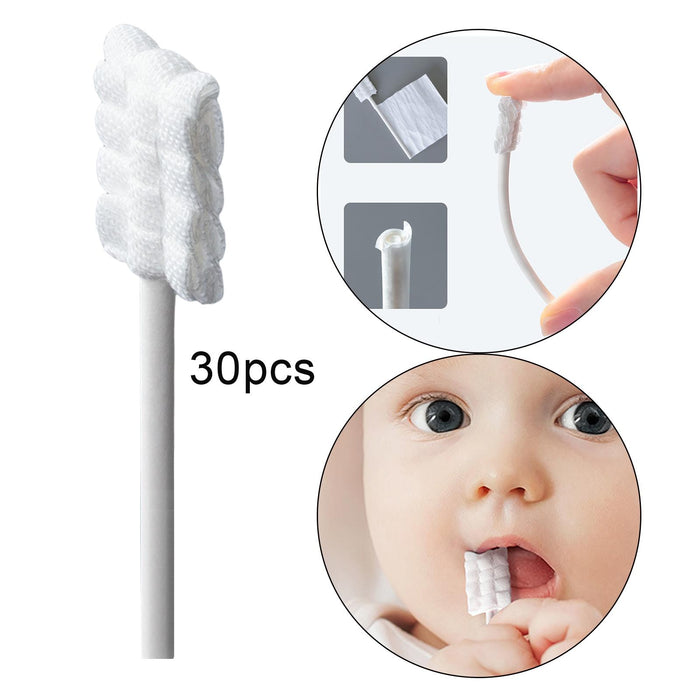 30x Baby Tongue Cleaner Soft Gauze with Paper Handle for 0-36 Month Baby