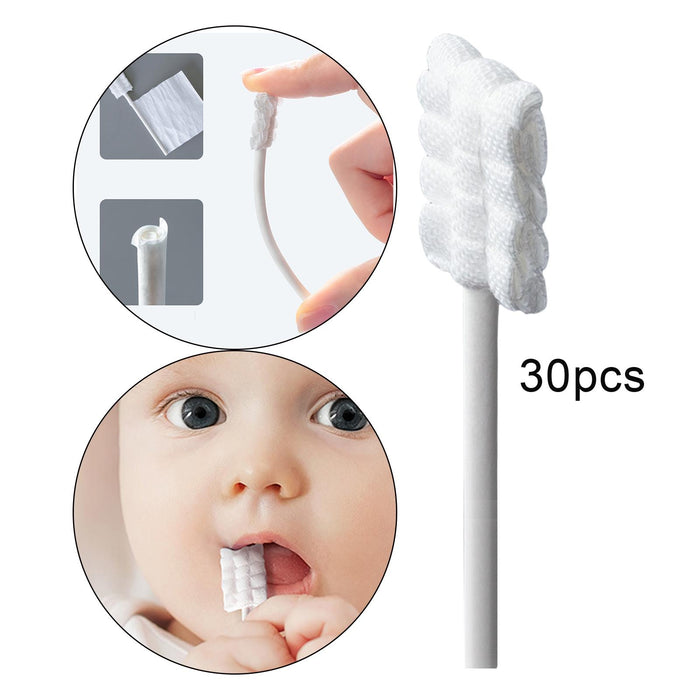 30x Baby Tongue Cleaner Soft Gauze with Paper Handle for 0-36 Month Baby