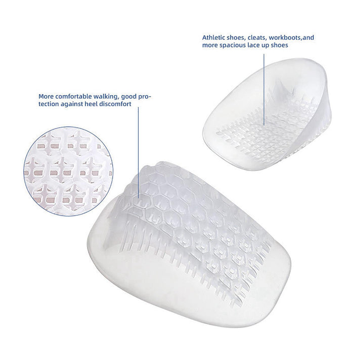 2x U Shaped Gel Heel Cups Plantar Fasciitis Insert Soft All Day Wear Clear