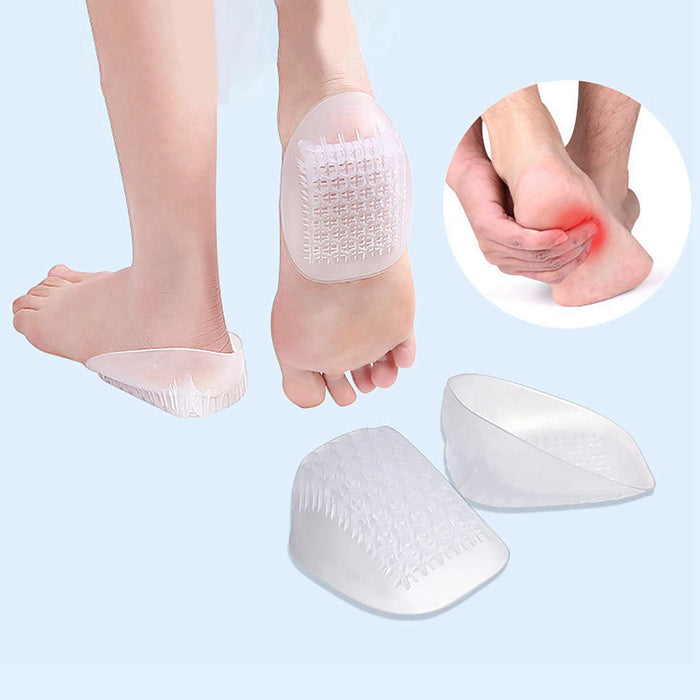 2x U Shaped Gel Heel Cups Plantar Fasciitis Insert Soft All Day Wear Clear