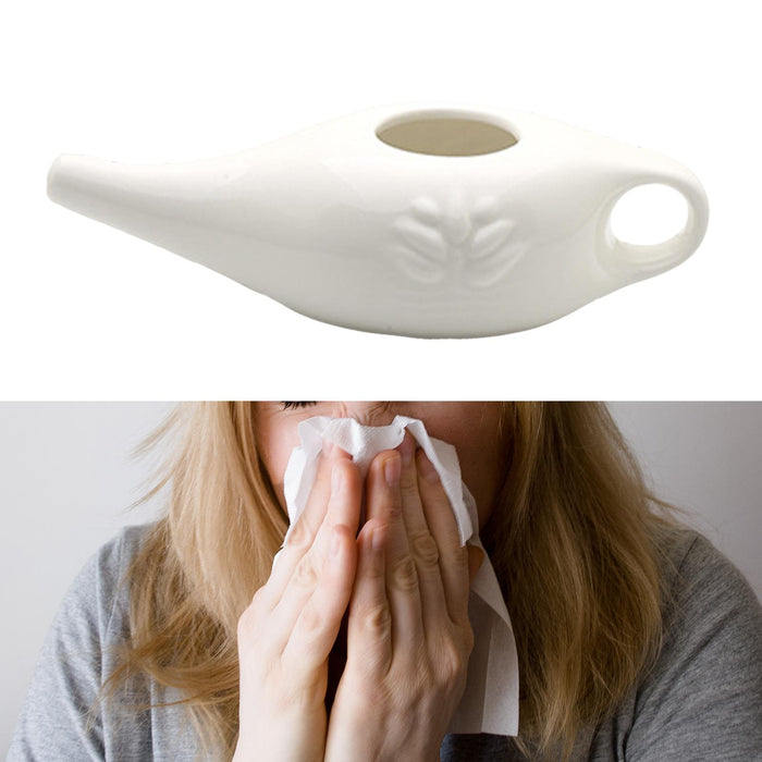 250ml Ceramic Neti Pot Nose Cleaning Pot for Removes Dust Nose Washing White