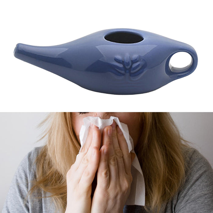 250ml Ceramic Neti Pot Nose Cleaning Pot for Removes Dust Nose Washing Blue