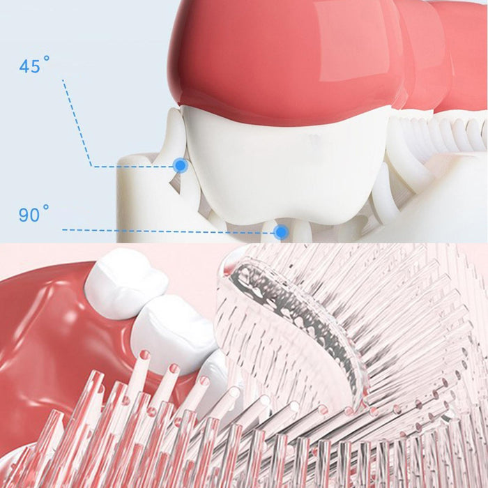 U-Shaped Toothbrush Convenient Brush Head Manual Toothbrush for Baby Kids Pink 2-6 Years Old