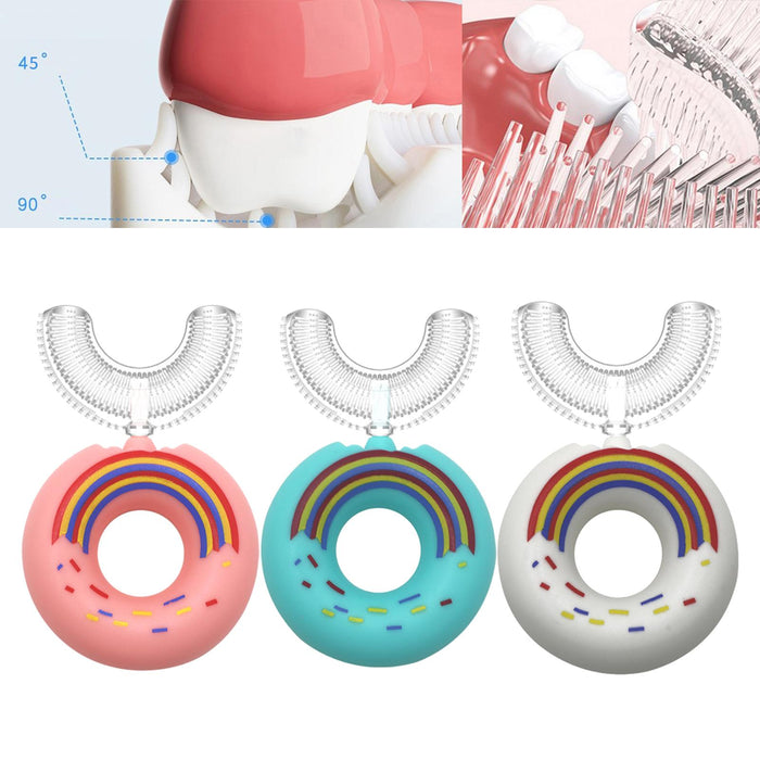 U-Shaped Toothbrush Convenient Brush Head Manual Toothbrush for Baby Kids Pink 2-6 Years Old