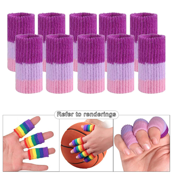 10Pcs Finger Sleeves Protectors Elastic for Relieving Pain Cycling Biking Purple