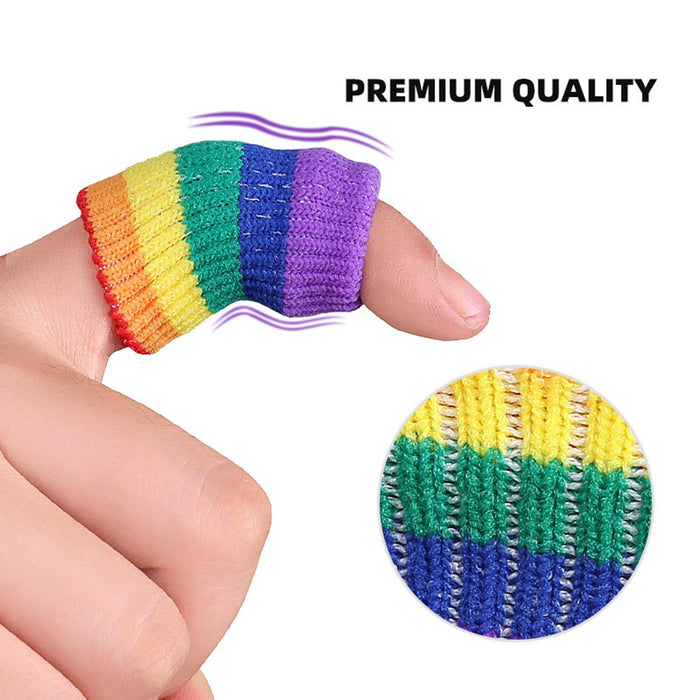 10Pcs Finger Sleeves Protectors Elastic for Relieving Pain Cycling Biking Iridescent