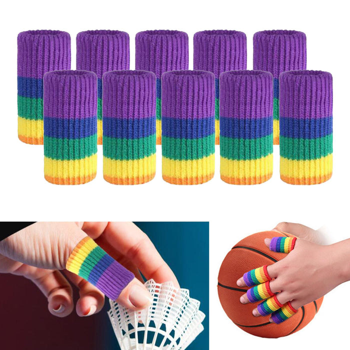 10Pcs Finger Sleeves Protectors Elastic for Relieving Pain Cycling Biking Iridescent