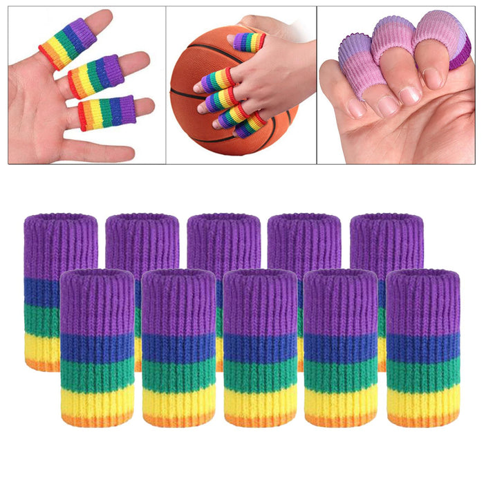 10Pcs Finger Sleeves Protectors Elastic for Relieving Pain Cycling Biking Iridescent