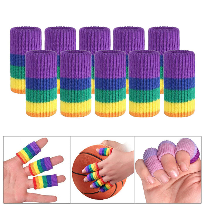 10Pcs Finger Sleeves Protectors Elastic for Relieving Pain Cycling Biking Iridescent