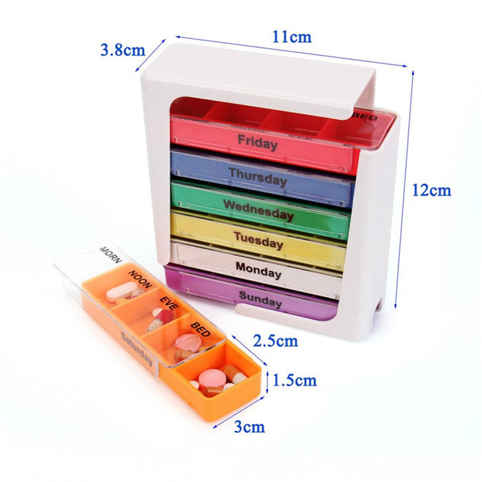 Weekly 7 Days Pill Box Organiser 4 Times A Day for Elderly Pills Supplements