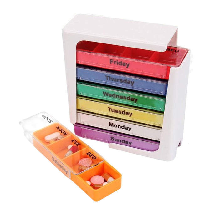 Weekly 7 Days Pill Box Organiser 4 Times A Day for Elderly Pills Supplements