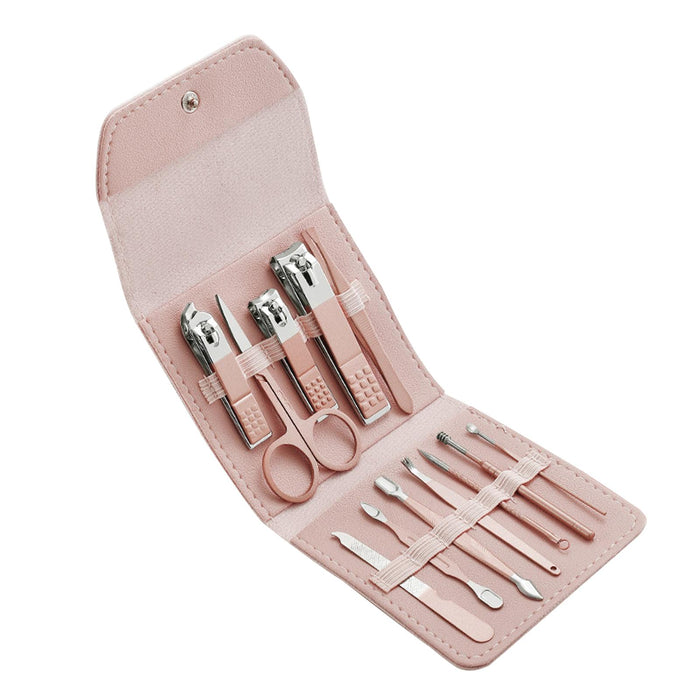 12Pcs/Set Manicure Set Household Ear Spoon Manicure Tools Tweezers Khaki