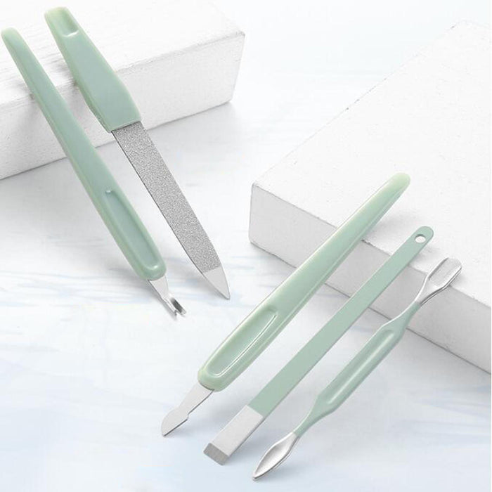 12Pcs/Set Manicure Set Household Ear Spoon Manicure Tools Tweezers Green