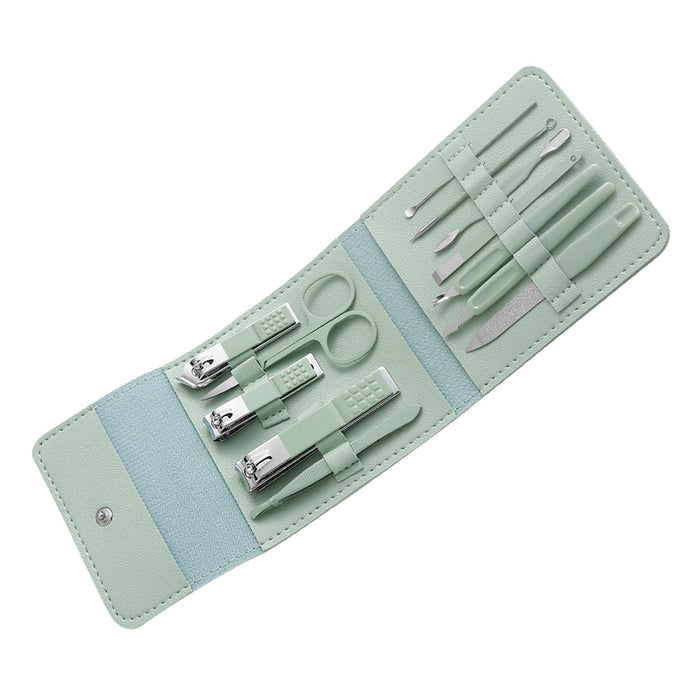 12Pcs/Set Manicure Set Household Ear Spoon Manicure Tools Tweezers Green