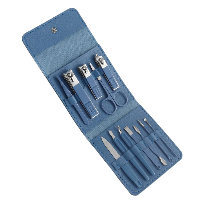 12Pcs/Set Manicure Set Household Ear Spoon Manicure Tools Tweezers Blue