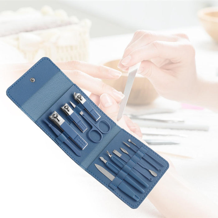 12Pcs/Set Manicure Set Household Ear Spoon Manicure Tools Tweezers Blue