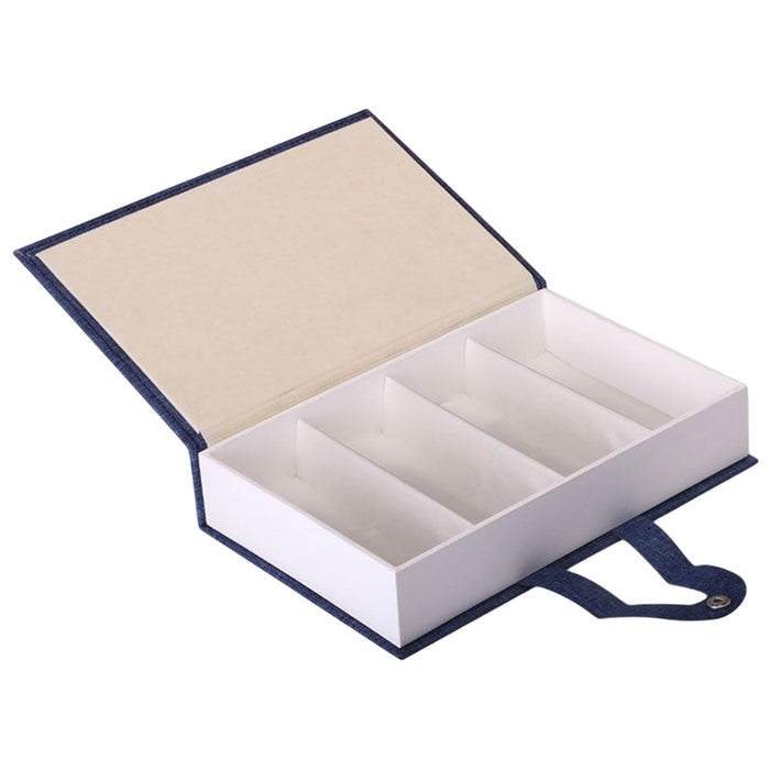 4 Grid Glasses Case Eyewear Sunglasses Display Storage Box Organizer Blue